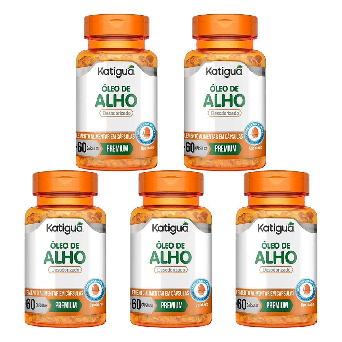 Kit 5X �leo de Alho - 60 C�psulas - Katigu�