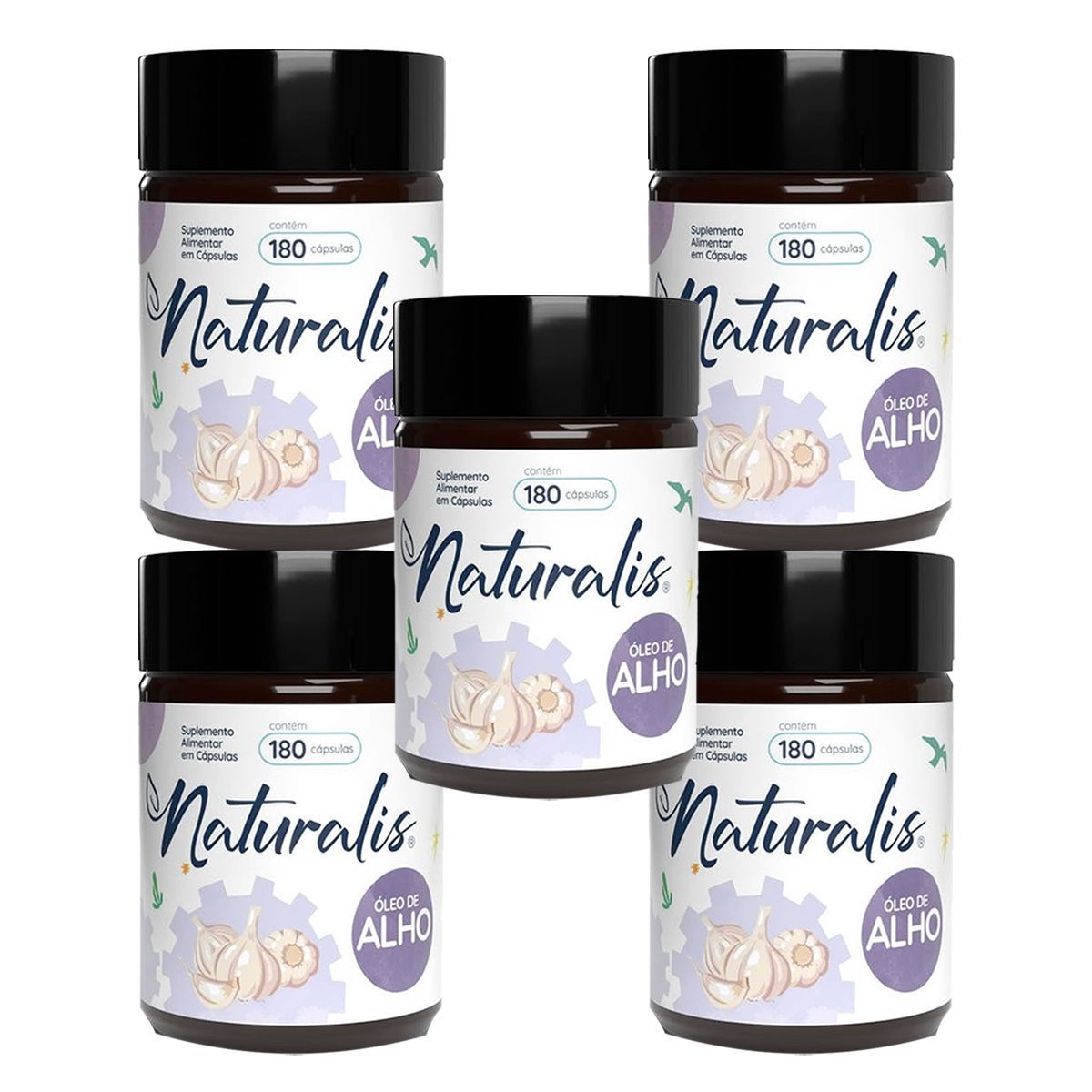 Kit 5X �leo de Alho Cru - 180 C�psulas - Naturalis