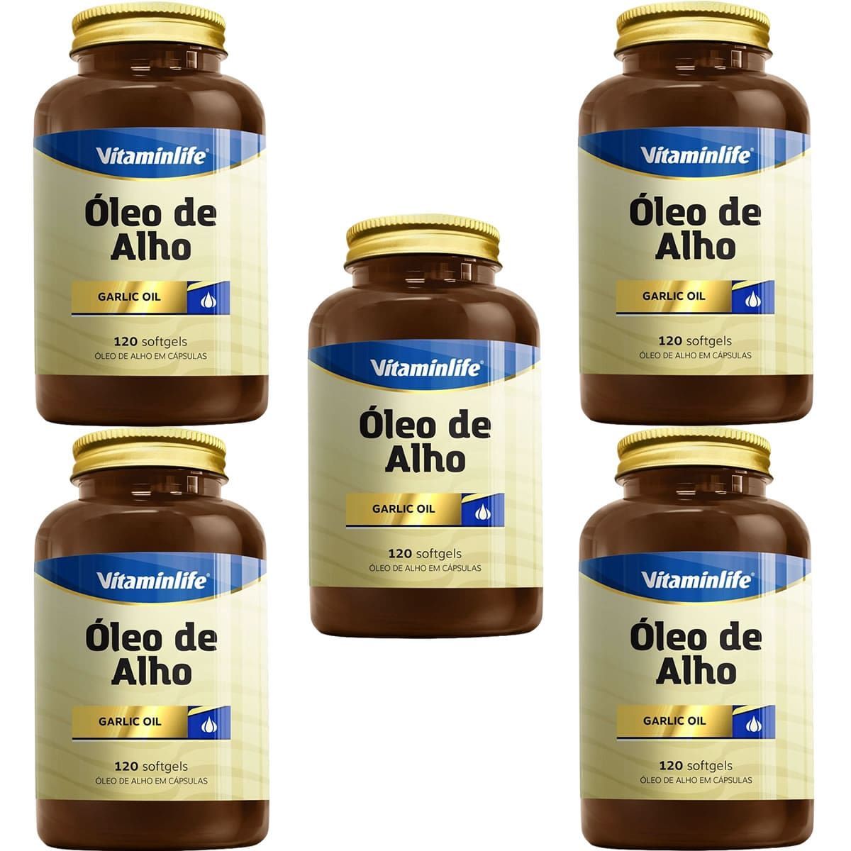 Kit 5X Oleo de Alho Garlic Oil 250mg - Alicina 120 c�psulas - VitaminLife
