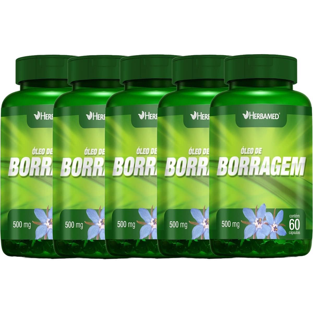 Kit 5X �leo de Borragem - 60 C�psulas - Herbamed