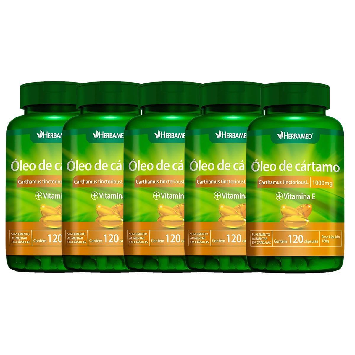 Kit 5X �leo de C�rtamo com Vitamina E -  120 C�psulas - Herbamed