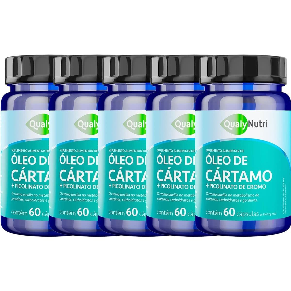 Kit 5X �leo de C�rtamo + Picolinato de Cromo - 60 C�psulas - QualyNutri