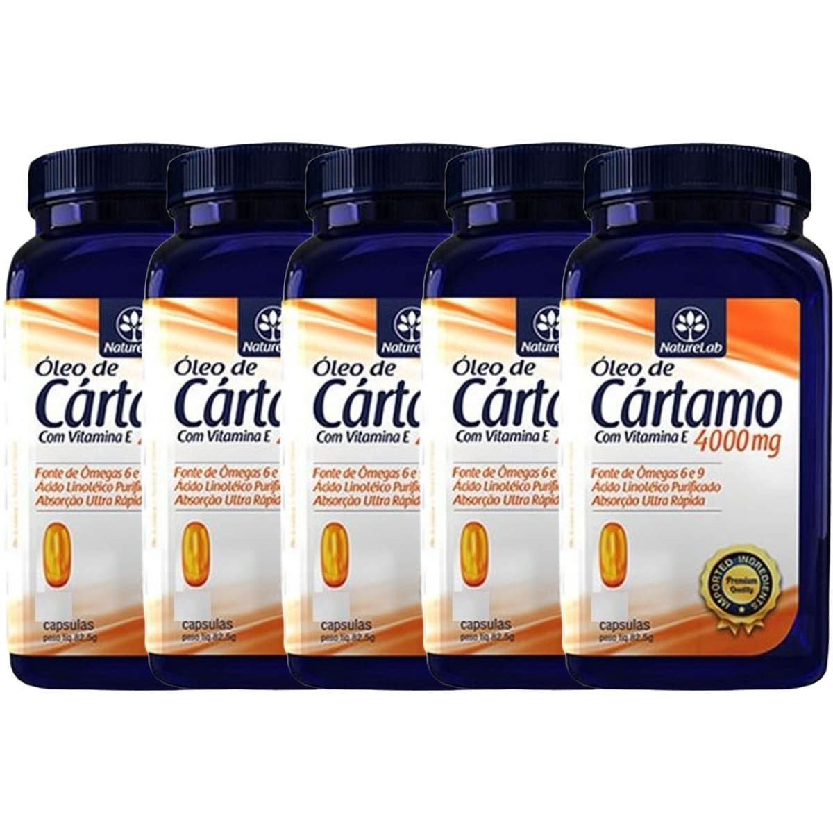 Kit 5X �leo de C�rtamo + Vitamina E 4000mg - 120 C�psulas - Naturelab