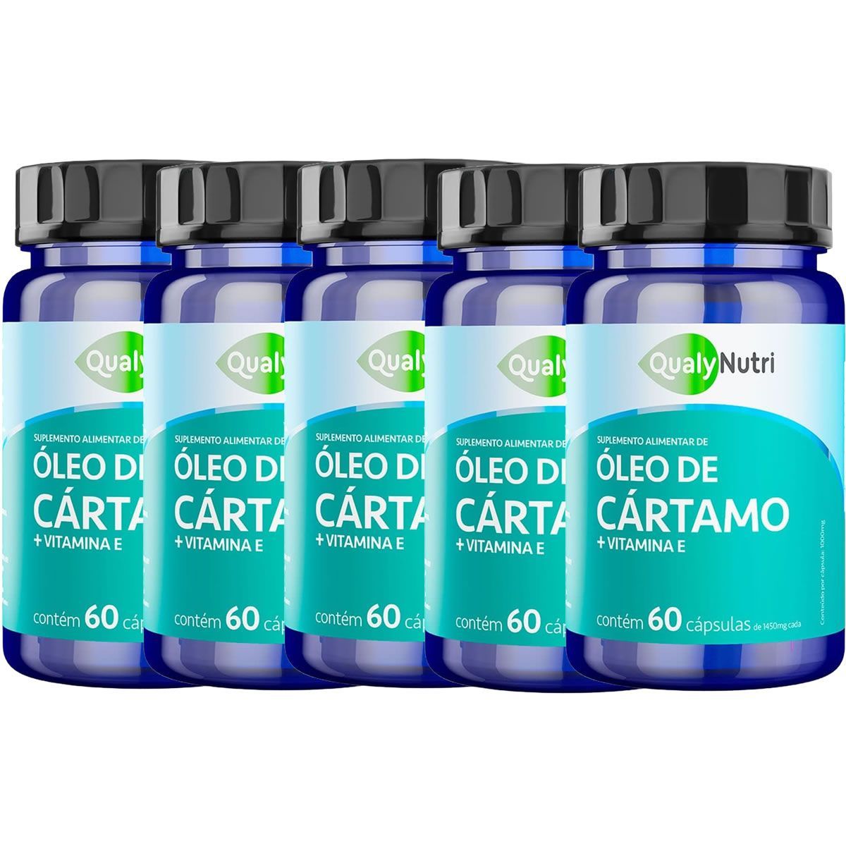 Kit 5X �leo de C�rtamo + Vitamina E - 60 C�psulas - QualyNutri