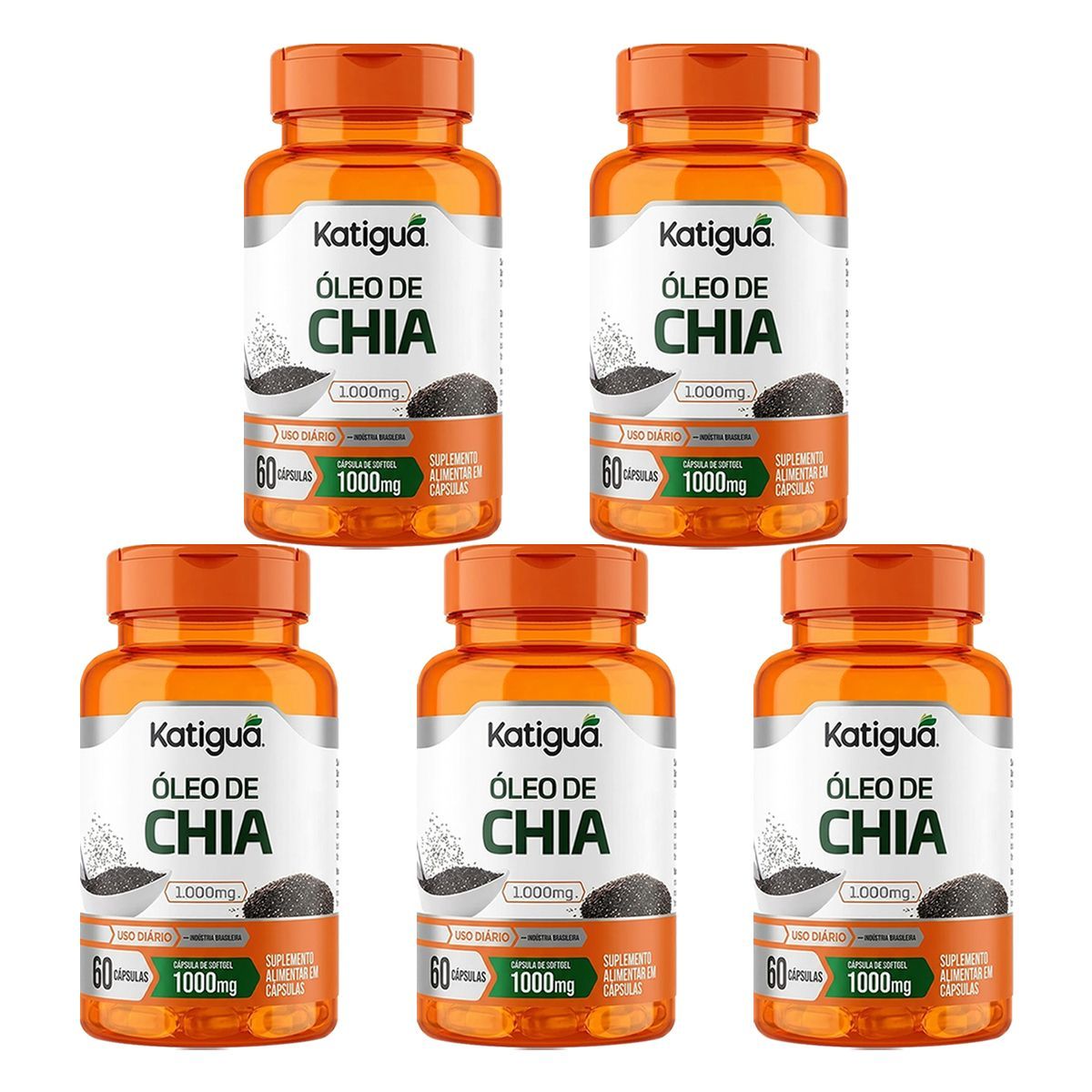 Kit 5X �leo de Chia - 60 C�psulas - Katigu�