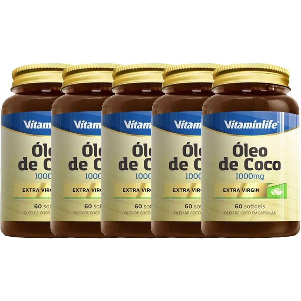 Kit 5X �leo de Coco 1000mg - 60 C�psulas - VitaminLife