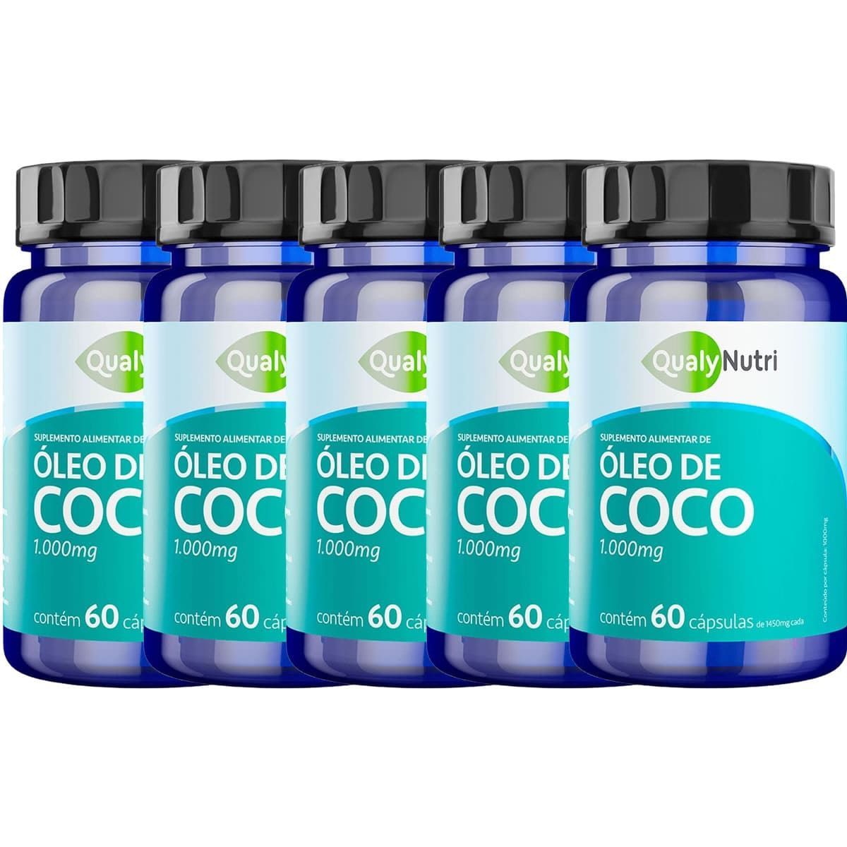 Kit 5X �leo de Coco - 60 C�psulas - QualyNutri