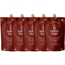 Kit 5X �leo de Coco Extra Virgem de Pel�cula - 1000ml Refil - Santo �leo