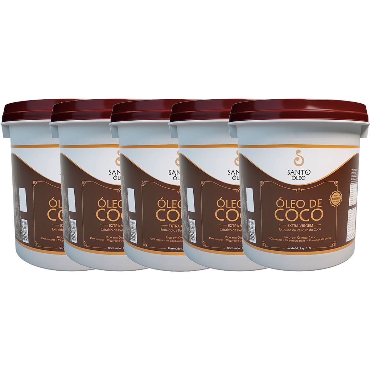 Kit 5X �leo de Coco Extra Virgem de Pel�cula - 3200ml - Santo �leo