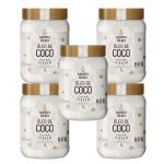 Kit 5X �leo de Coco Extra Virgem de Polpa - 1000ml Natural - Santo �leo