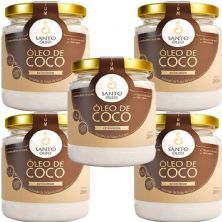 Kit 5X �leo de Coco Extra Virgem de Polpa  - 200ml - Santo �leo