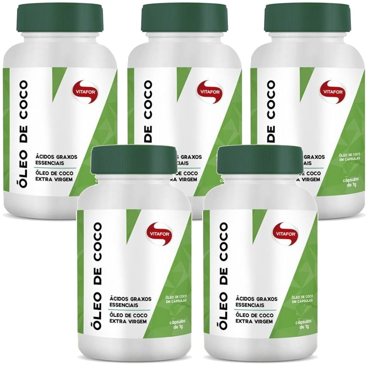 Kit 5X �leo de Coco Extravirgem - 60 C�psulas 1g - Vitafor