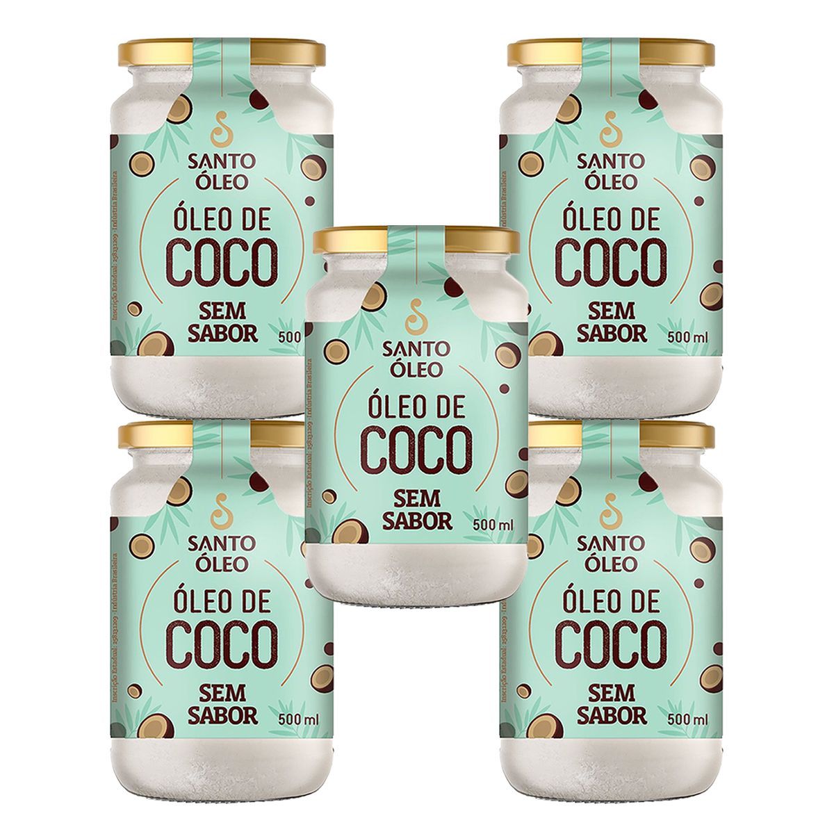 Kit 5X �leo de Coco Sem Sabor - 500ml - Santo �leo