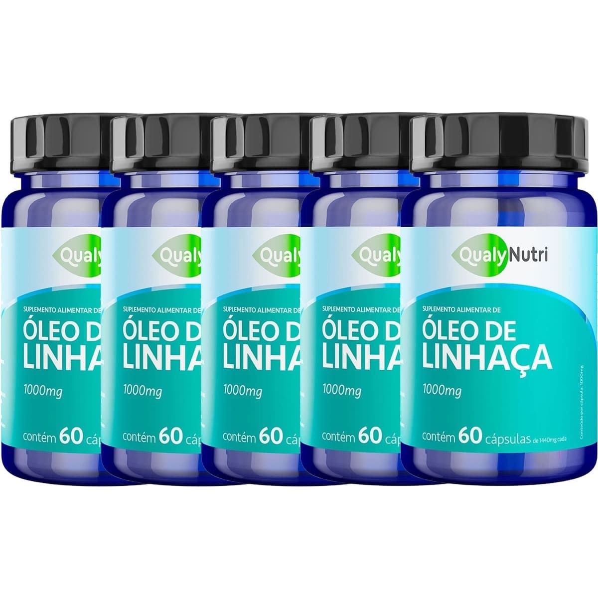 Kit 5X �leo de Linha�a - 60 C�psulas - QualyNutri