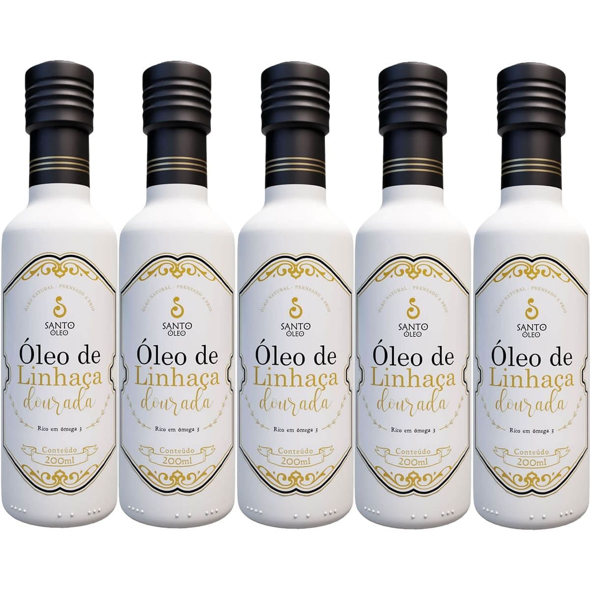 Kit 5X �leo de Linha�a Dourada - 200ml - Santo �leo