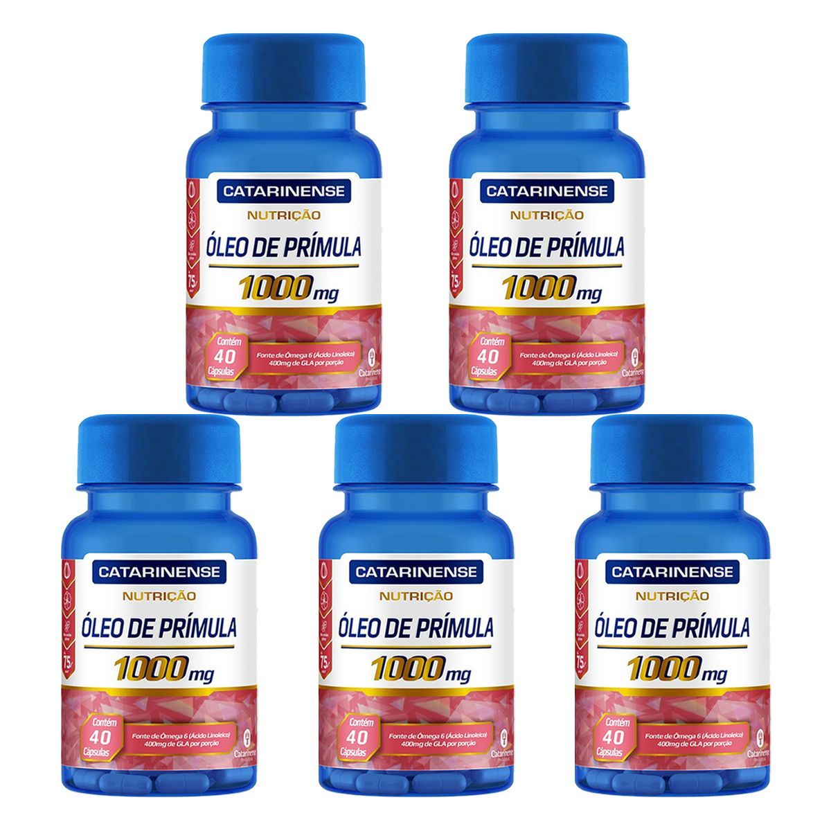 Kit 5X �leo de Pr�mula - 1000mg 40 c�psulas - Catarinense Nutri��o
