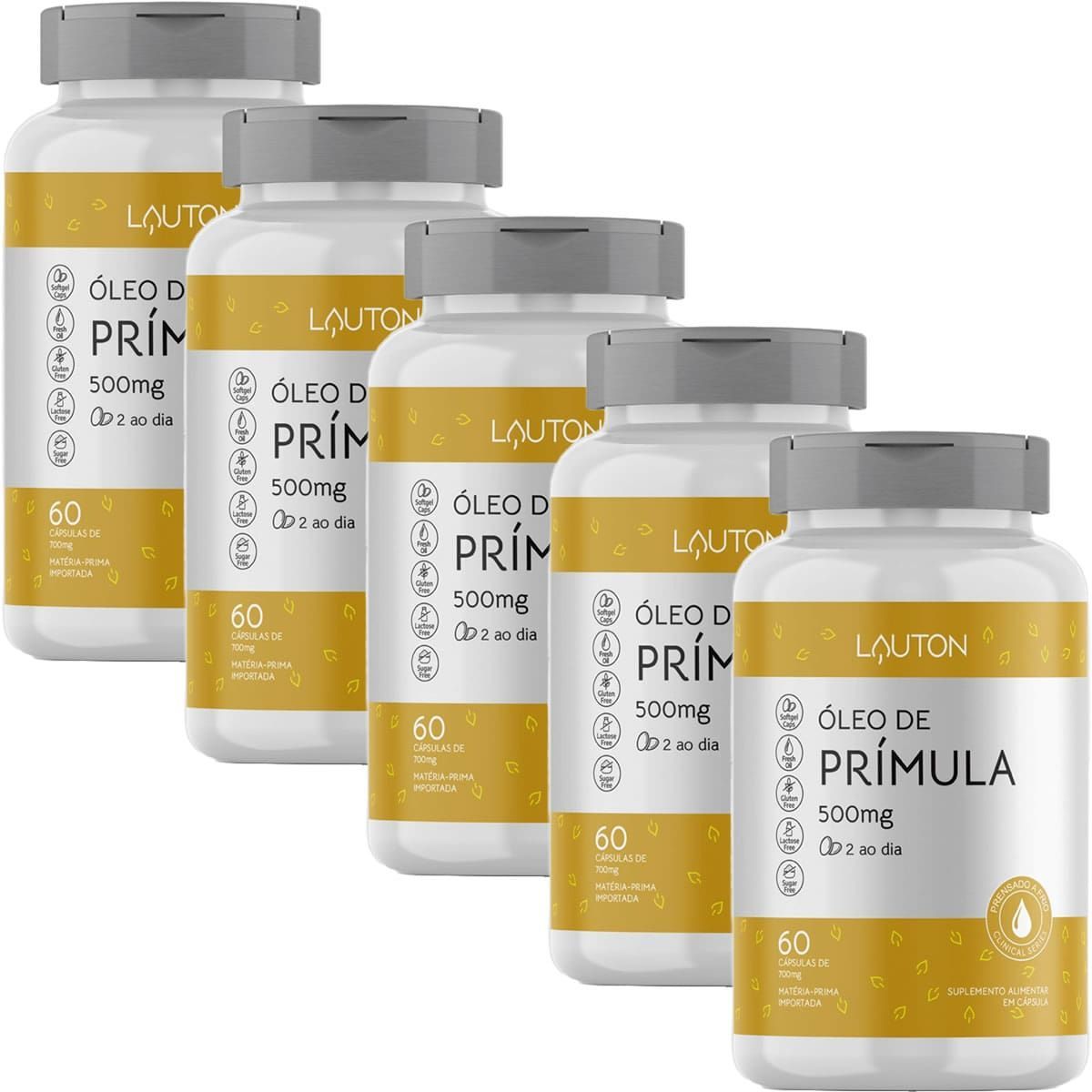 Kit 5X �leo de Pr�mula 500mg - 60 C�psulas - Lauton Nutrition
