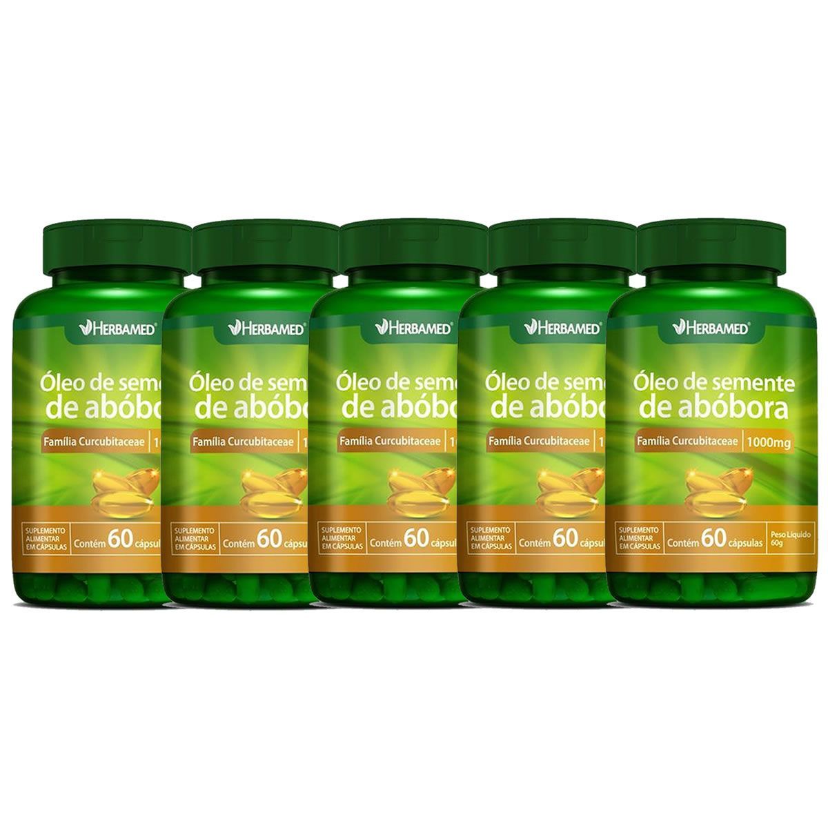 Kit 5X �leo de Semente de Ab�bora - 60 C�psulas - Herbamed