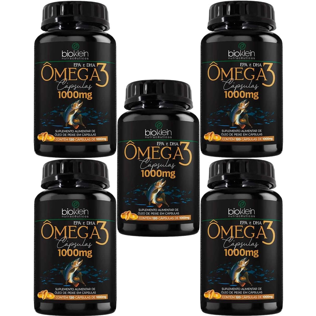 Kit 5X �mega 3 1000mg - 120 C�psulas - Bioklein