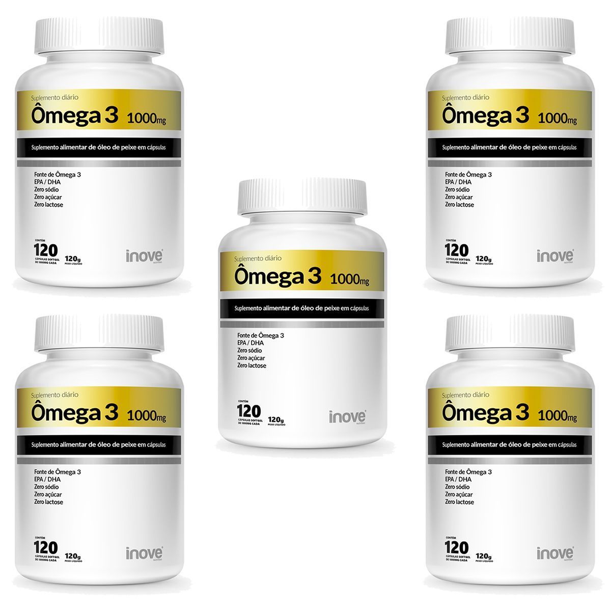 Kit 5X �mega 3 1000mg - 120 C�psulas - Inove Nutrition