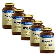 Kit 5 Omega 3 1000mg - 120 C�psulas - VitaminLife