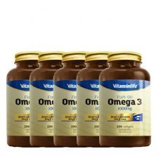 Kit 5X Omega 3 1000mg - 200 C�psulas - VitaminLife