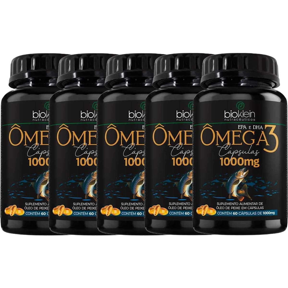 Kit 5X �mega 3 1000mg - 60 C�psulas - Bioklein