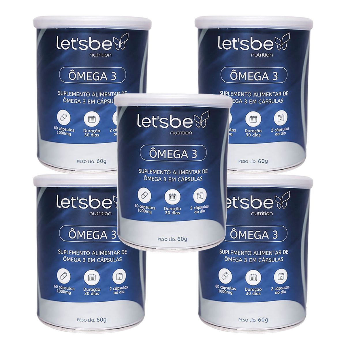 Kit 5X �mega 3 1000mg - 60 C�psulas - LetsBe Nutrition