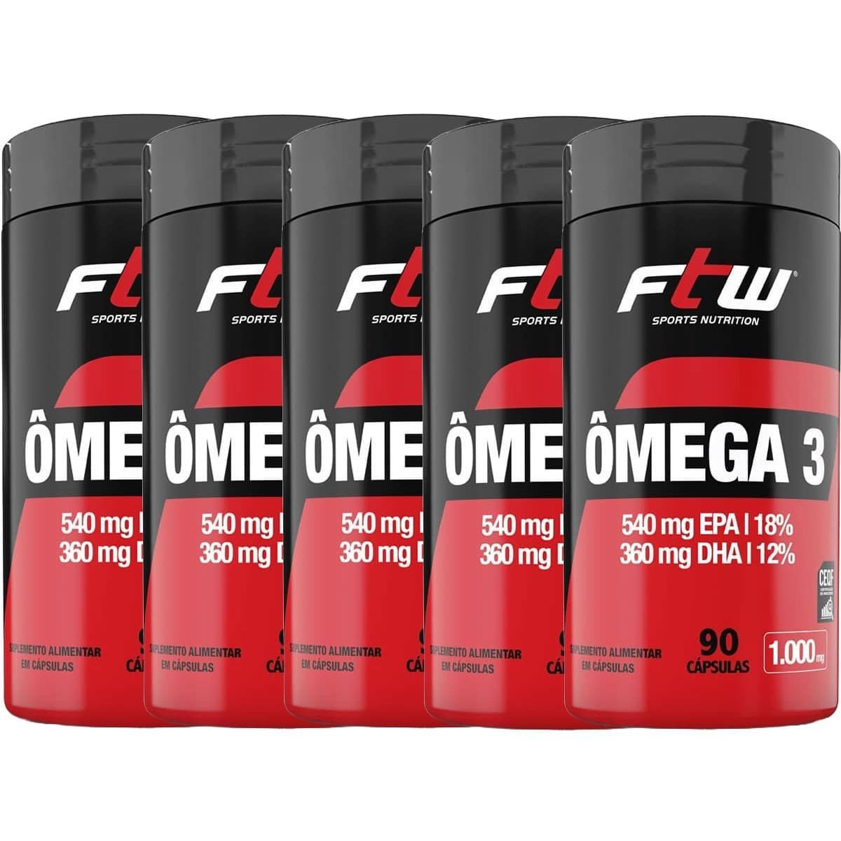 Kit 5X �mega 3 1000mg - 90 c�psulas - FTW