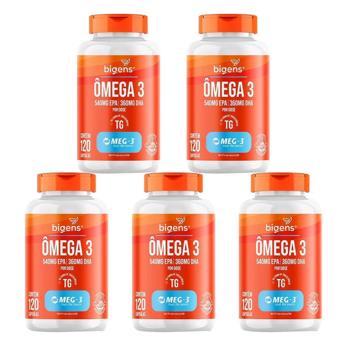 Kit 5X �mega 3 - 120 C�psulas - Bigens