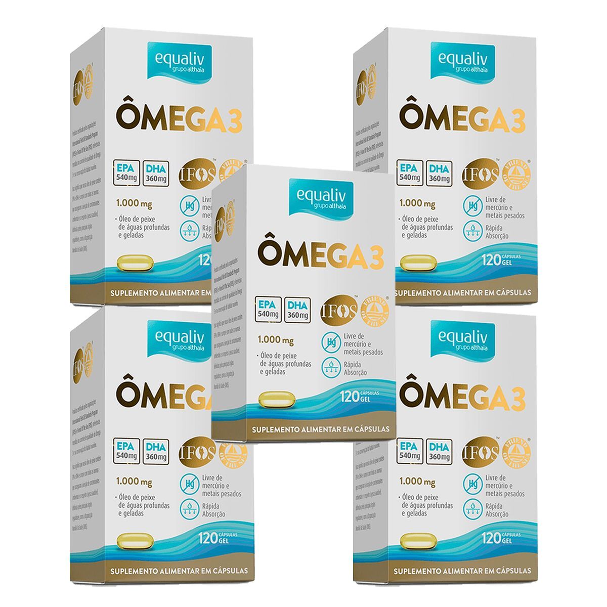 Kit 5X �mega 3 - 120 C�psulas - Equaliv