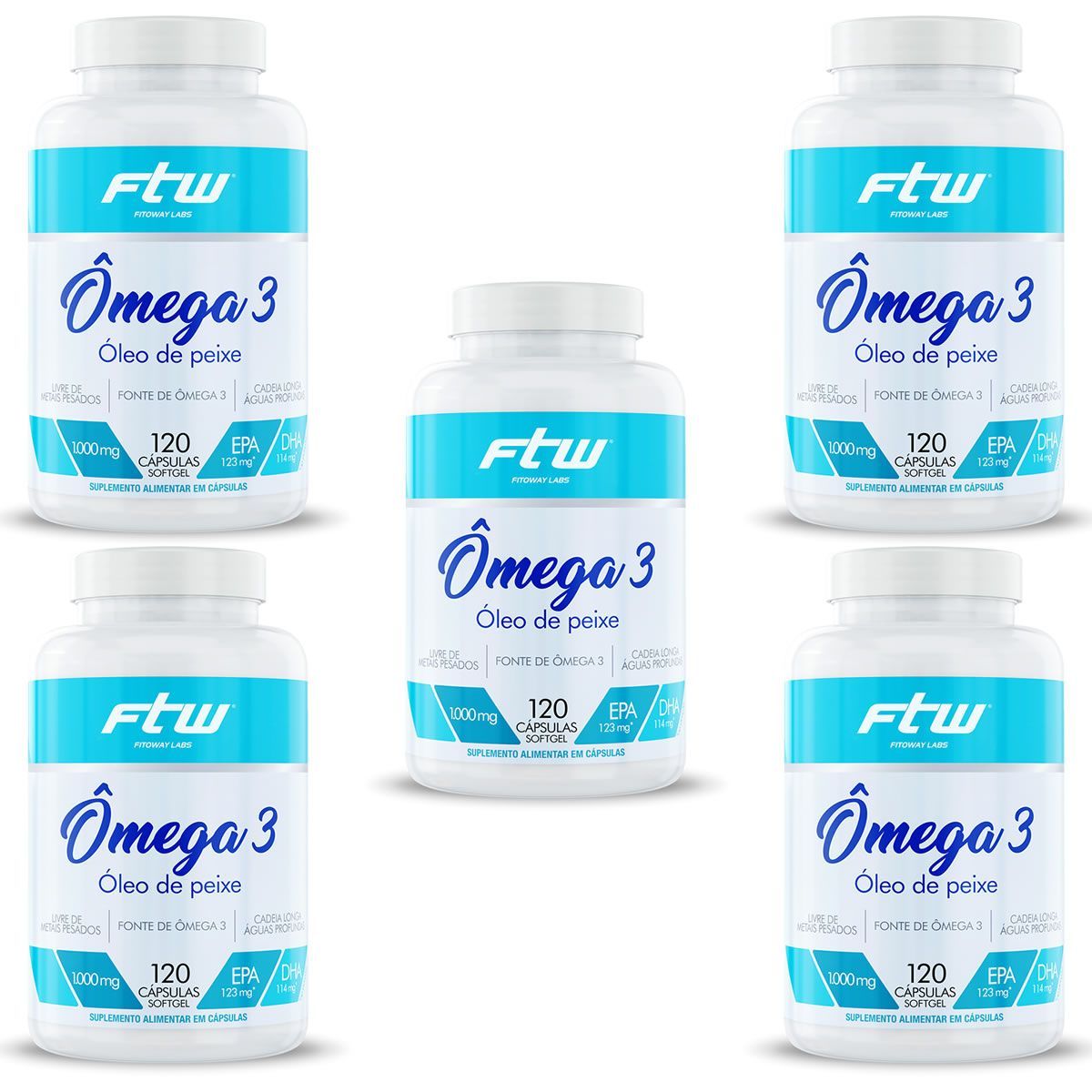 Kit 5X �mega 3 - 120 C�psulas - Fitoway