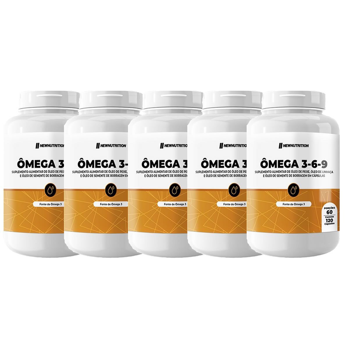 Kit 5X �mega 3 6 9 - 120 C�psulas - NewNutrition