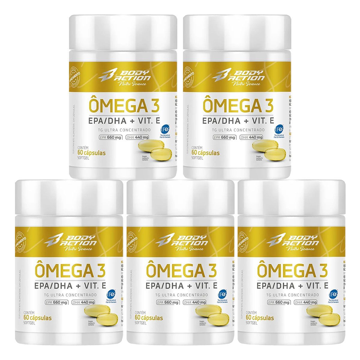 Kit 5X �mega 3 - 60 C�psulas - Body Action