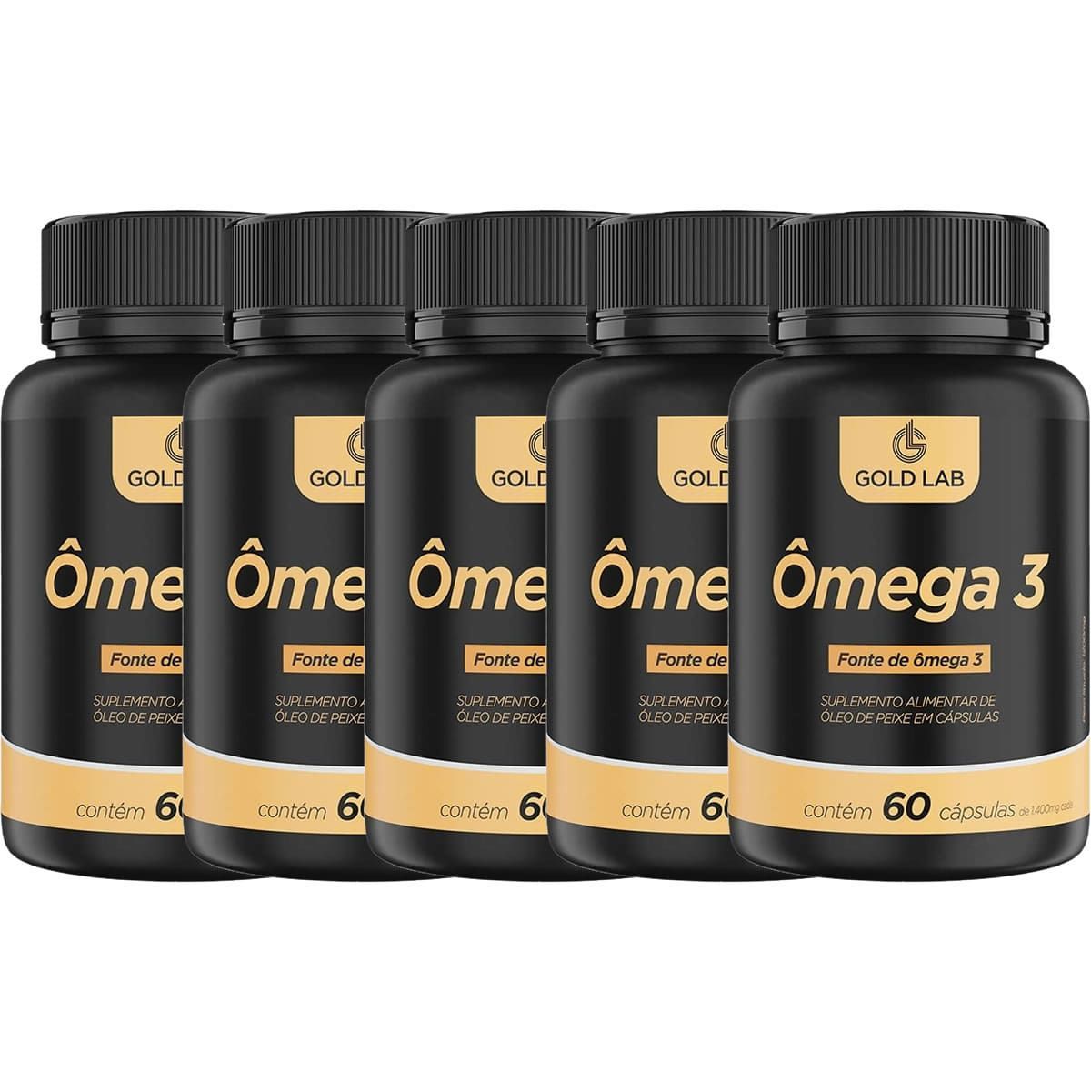Kit 5X �mega 3 - 60 C�psulas - Gold Lab