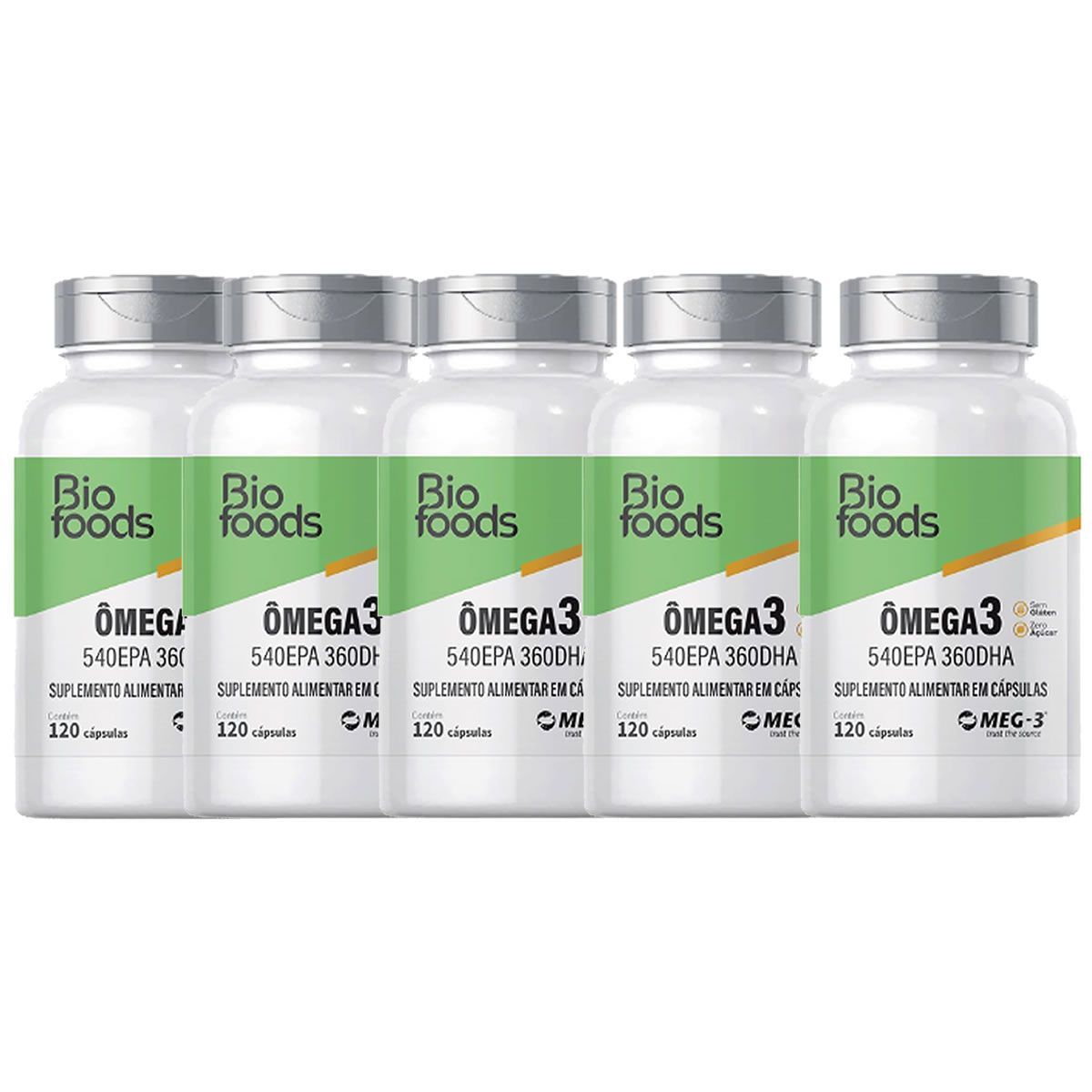 Kit 5X �mega 3 BioFoods - 120 C�psulas - Katigu�