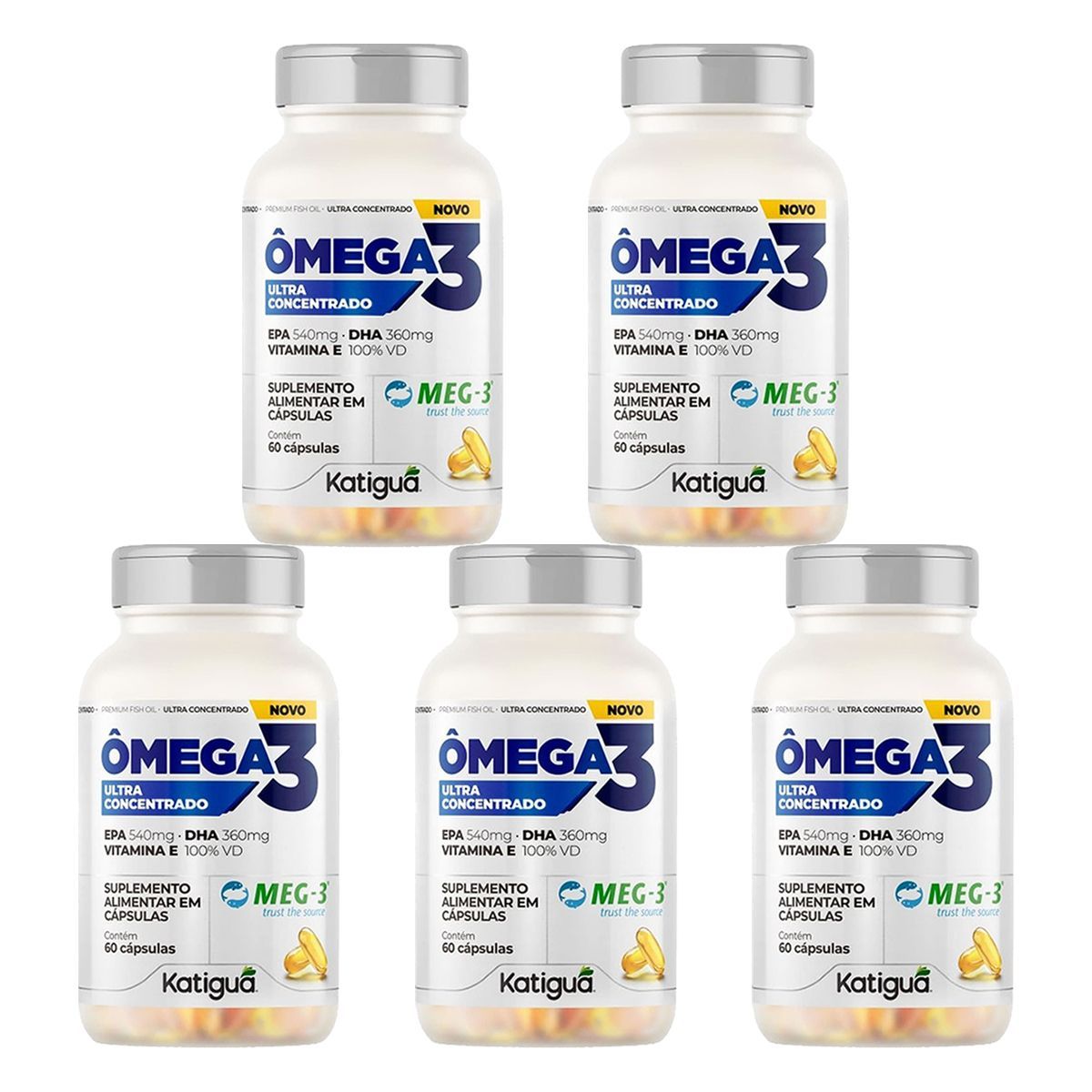 Kit 5X �mega 3 Concentrado - 60 C�psulas - Katigu�