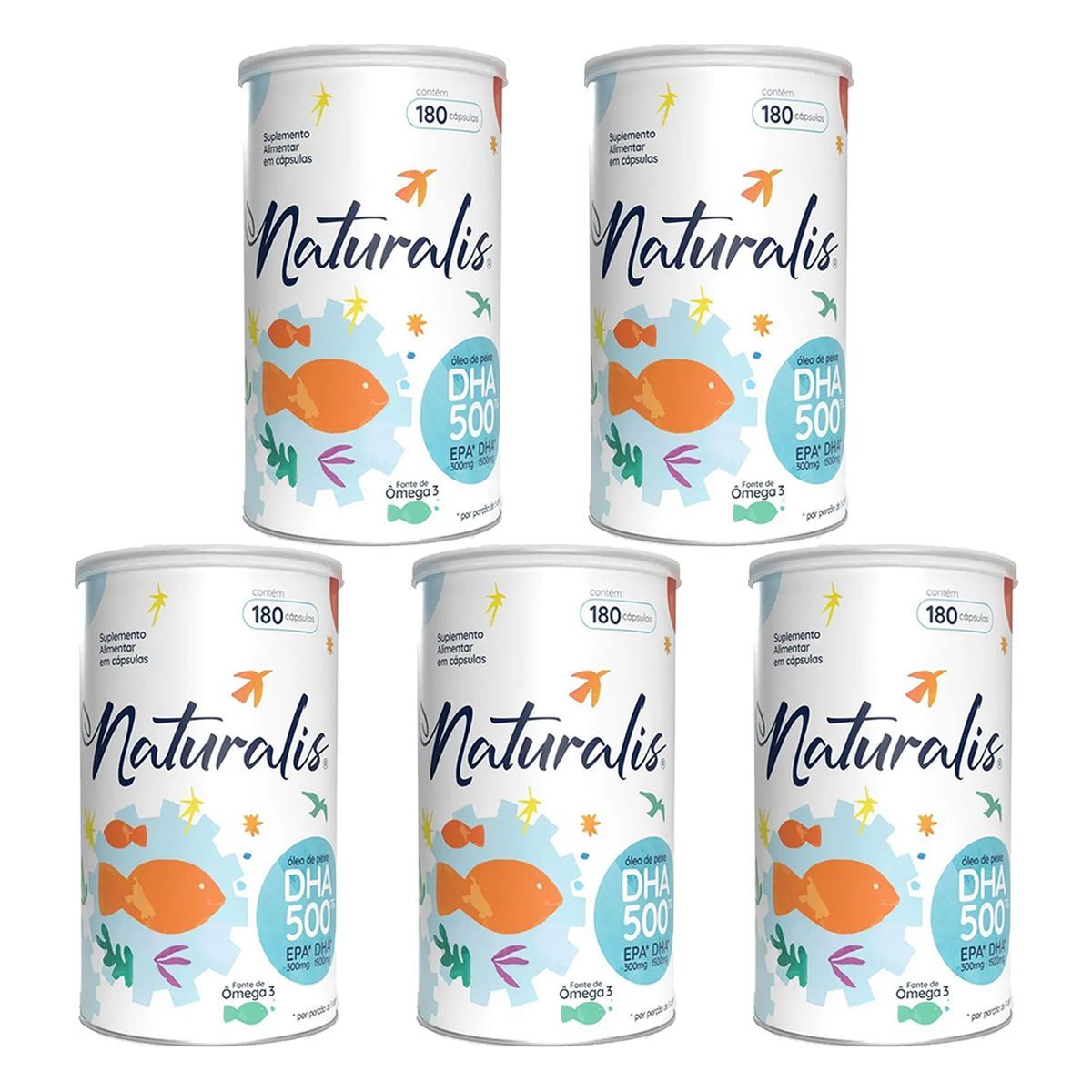 Kit 5X Omega 3 DHA 500 - 180 C�psulas - Naturalis
