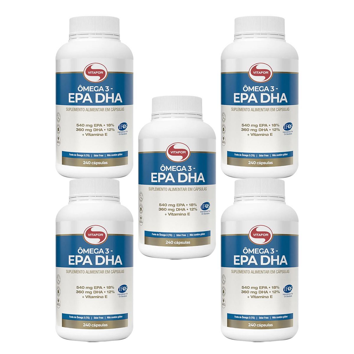Kit 5X �mega 3 EPA DHA - 240 C�psulas 1g - Vitafor