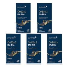 Kit 5X Omega 3 EPA DHA Nova Composi��o - 120 C�psulas - Puravida