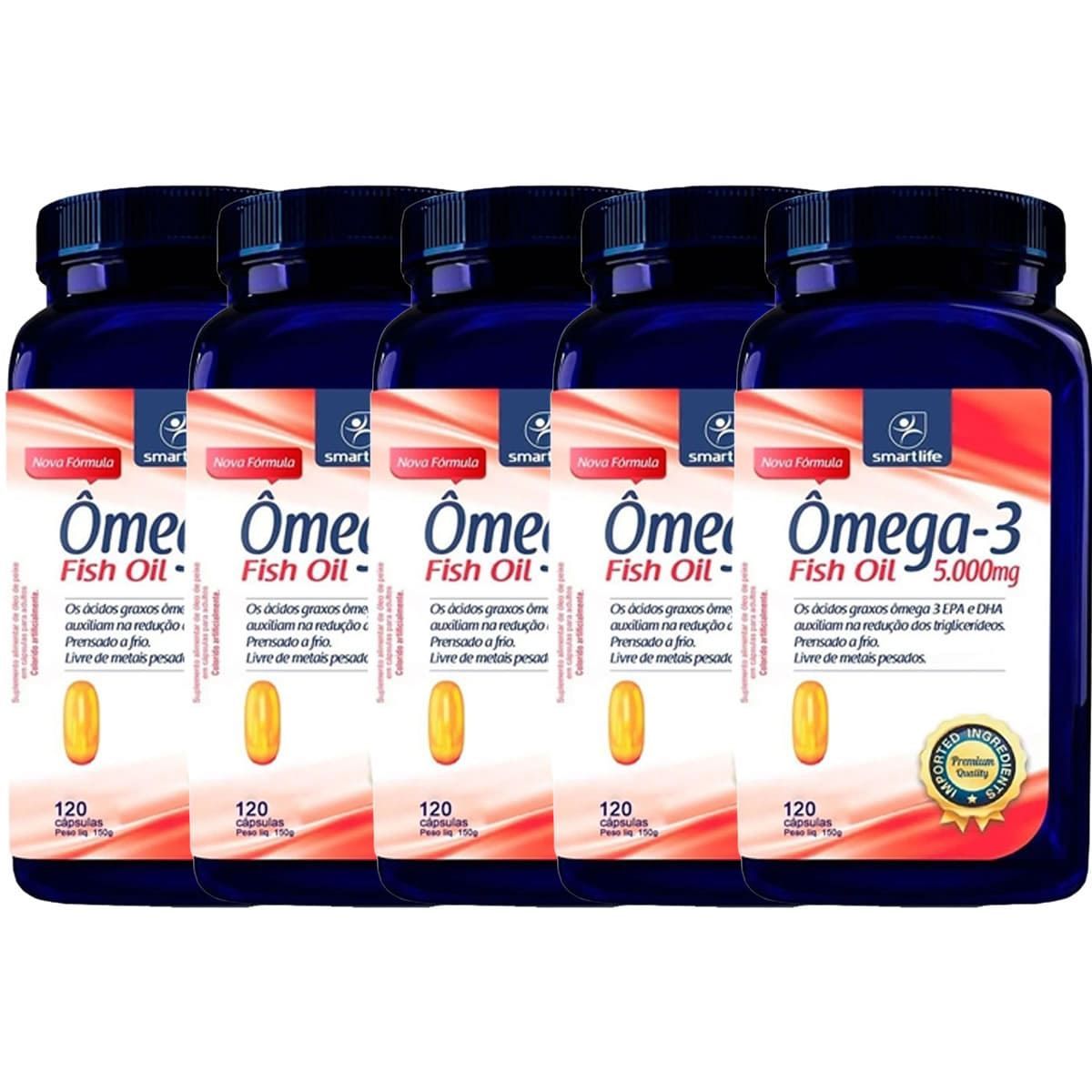Kit 5X �mega-3 Fish Oil 5000mg - 120 C�psula - Naturelab