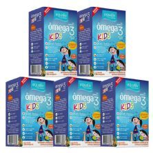 Kit 5X �mega 3 Kids � 30 C�psulas Mastig�veis  Laranja com Frutas Silvestres  - Equaliv
