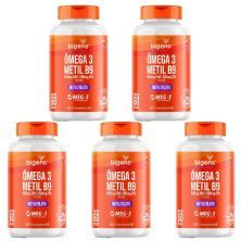 Kit 5X �mega 3 Metil B9 - 60 C�psulas - Bigens