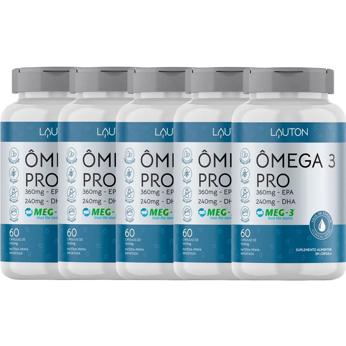 Kit 5X �mega 3 Pro - 60 C�psulas - Lauton Nutrition