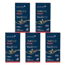 Kit 5X �mega 3 Pulse Nova Composi��o - 60 C�psulas Softgel - Puravida