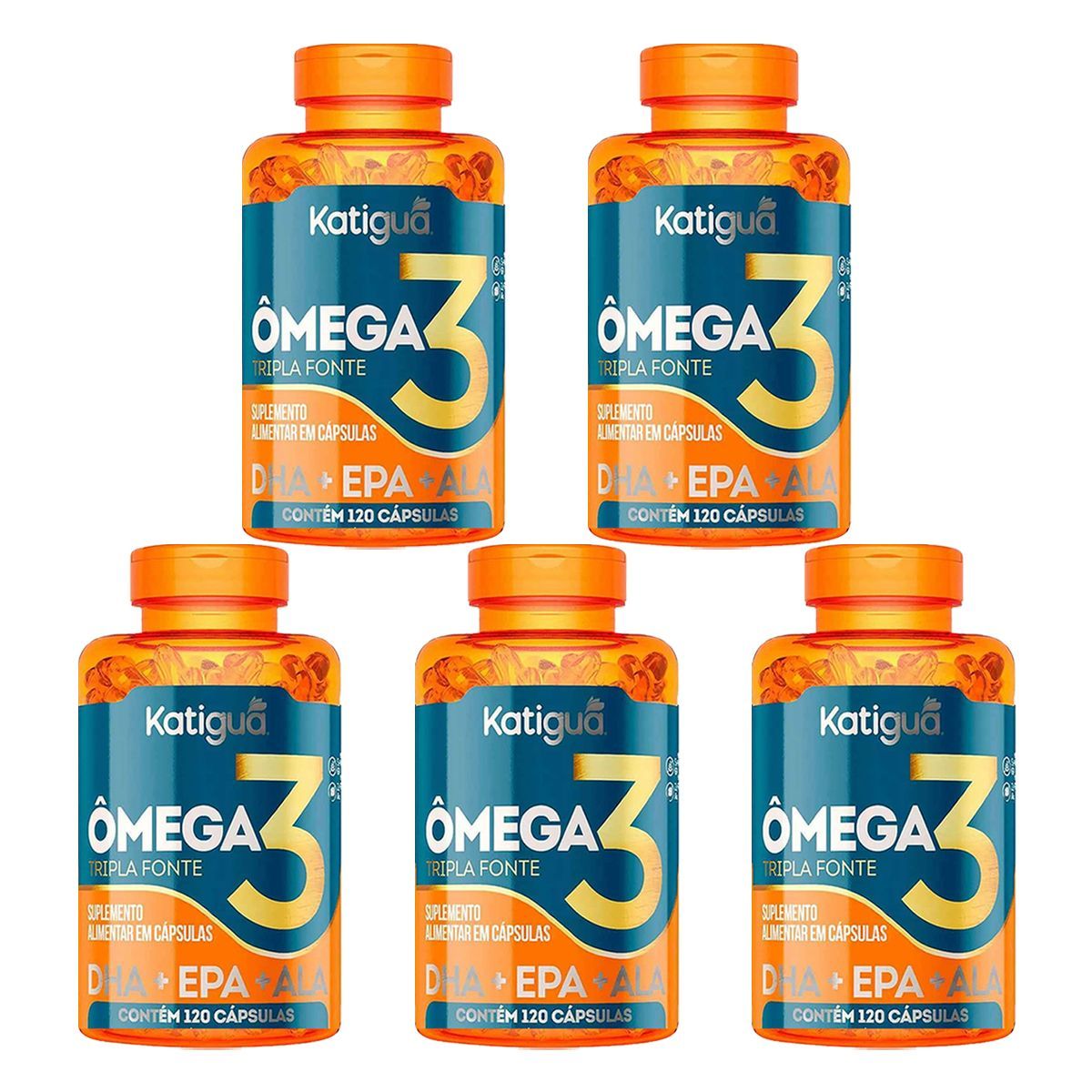 Kit 5X �mega 3 Tripla Fonte - 120 C�psulas - Katigu�