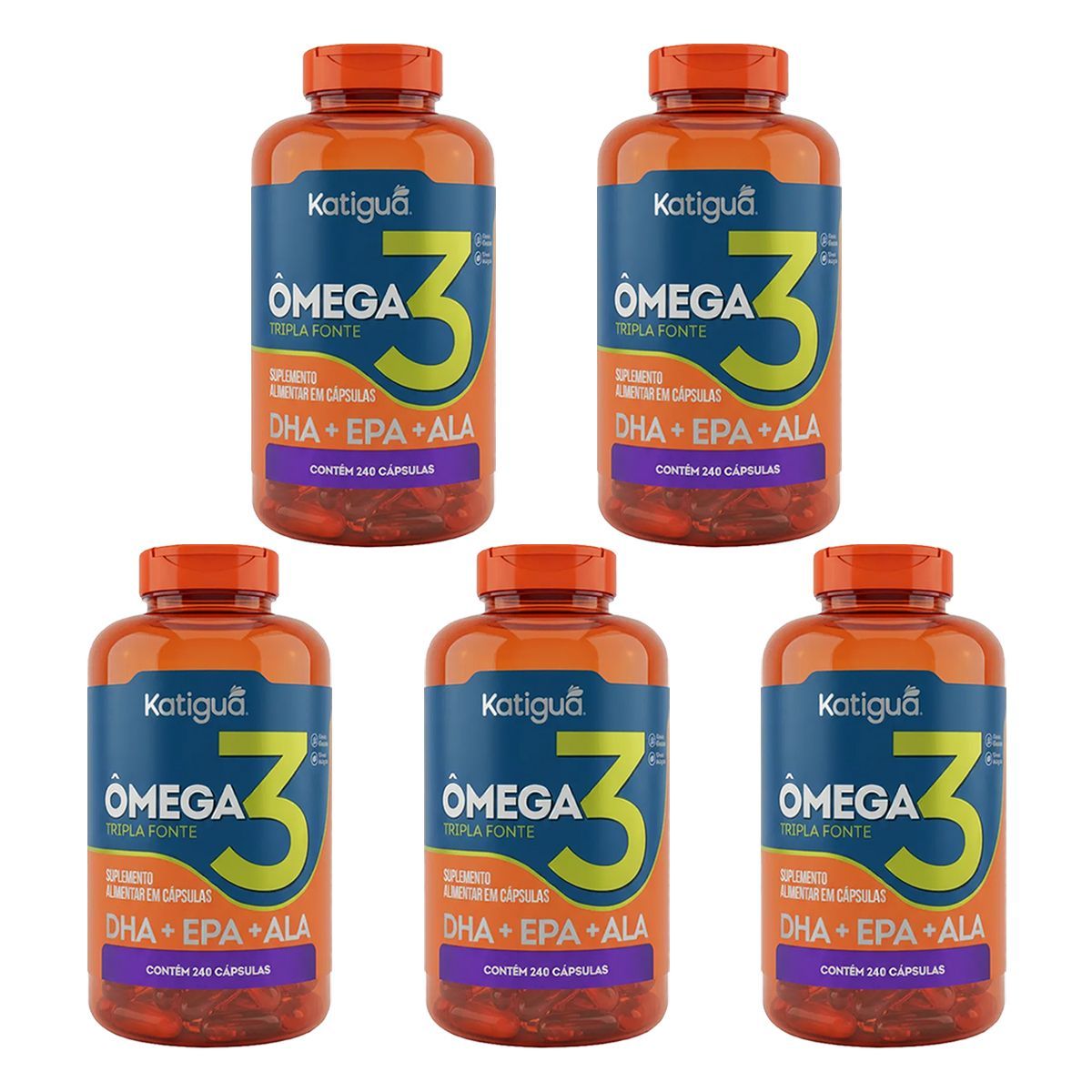 Kit 5X �mega 3 Tripla Fonte - 240 C�psulas - Katigu�