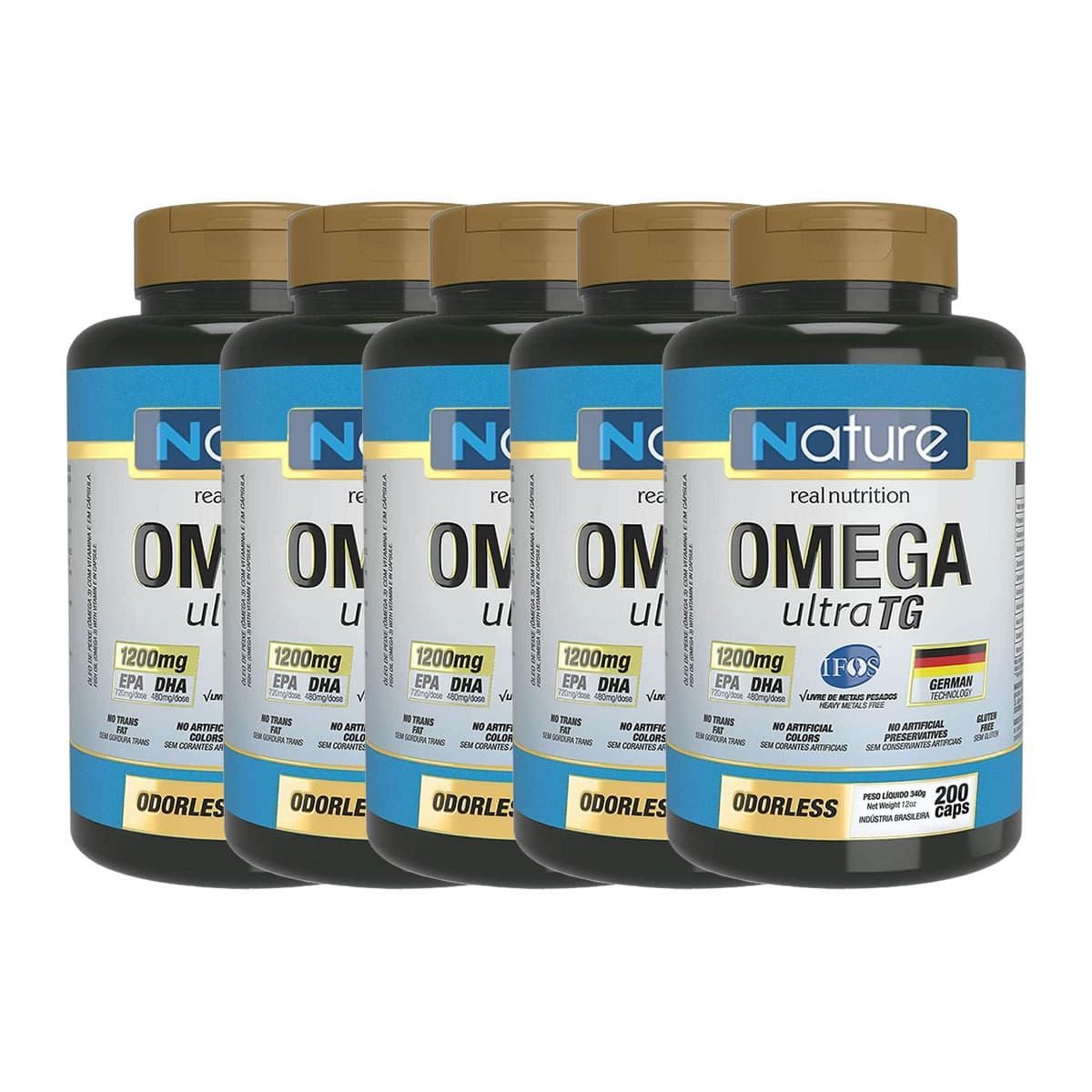 Kit 5X �mega 3 Ultra 1200mg - 200 C�psulas - Nature