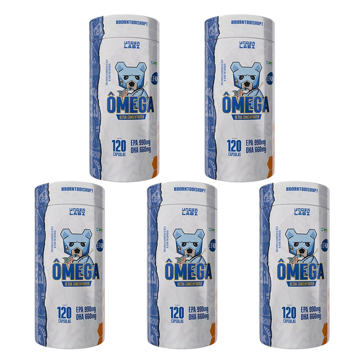 Kit 5X �mega 3 Ultra Concentrado - 120 Sotfgels - Under Labz