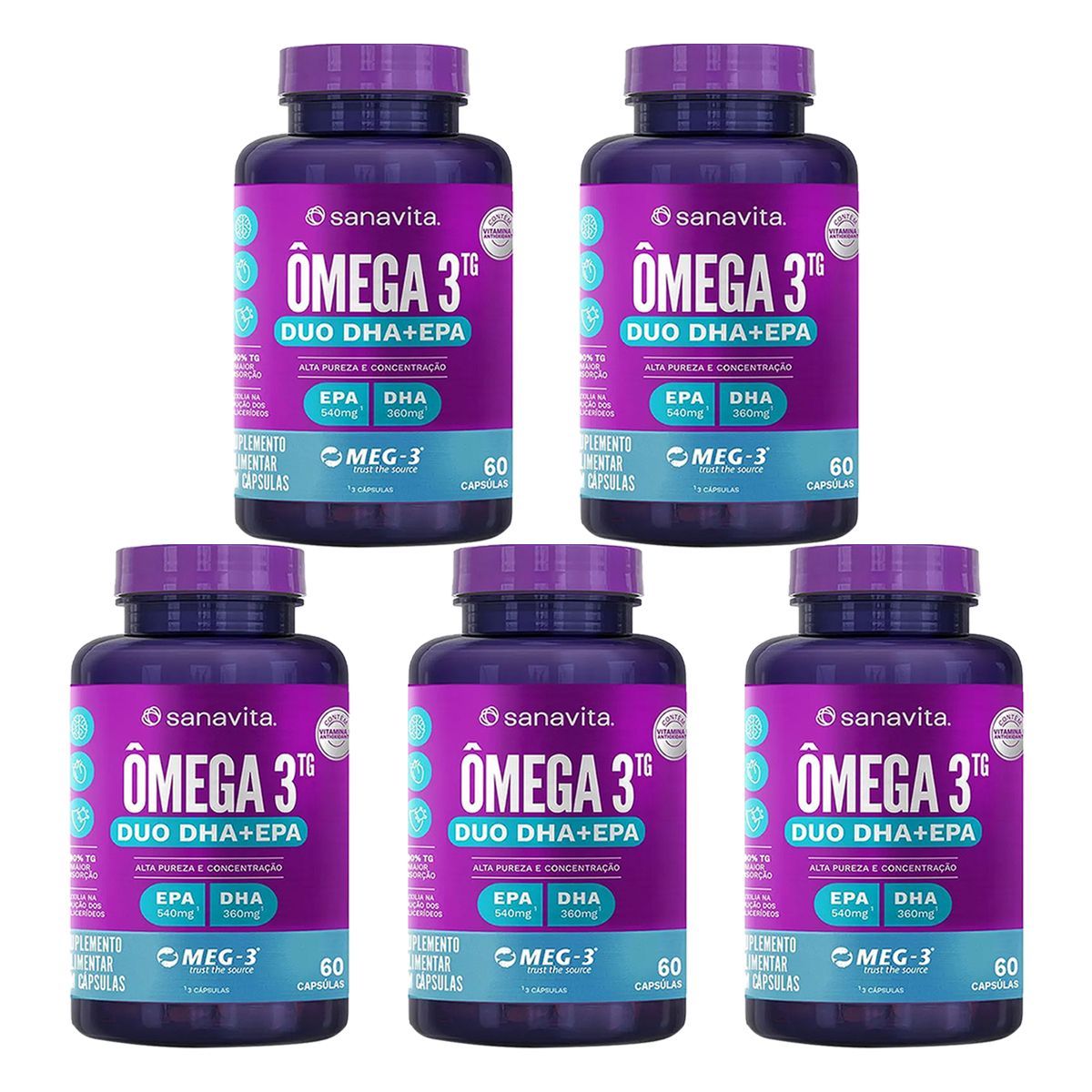 Kit 5X �mega 3TG Duo - 60 C�psulas - Sanavita